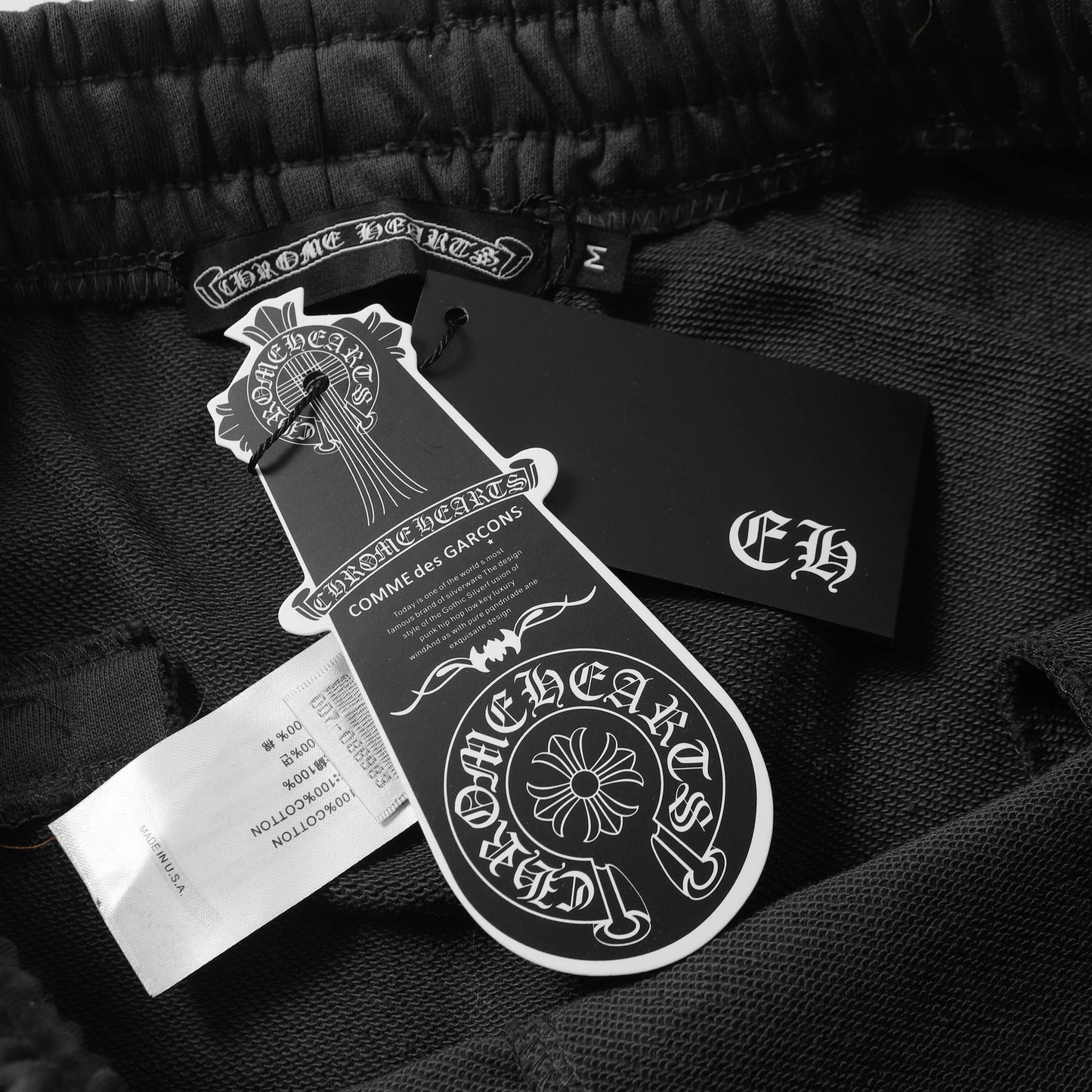 Chrome Hearts Men Designer Wide Leg Jeans Vintage Black with Quilted Texture and Distressed Hem 1115